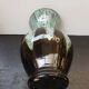 Old black enamelled ceramic Gaubier vase with green white vintage drips