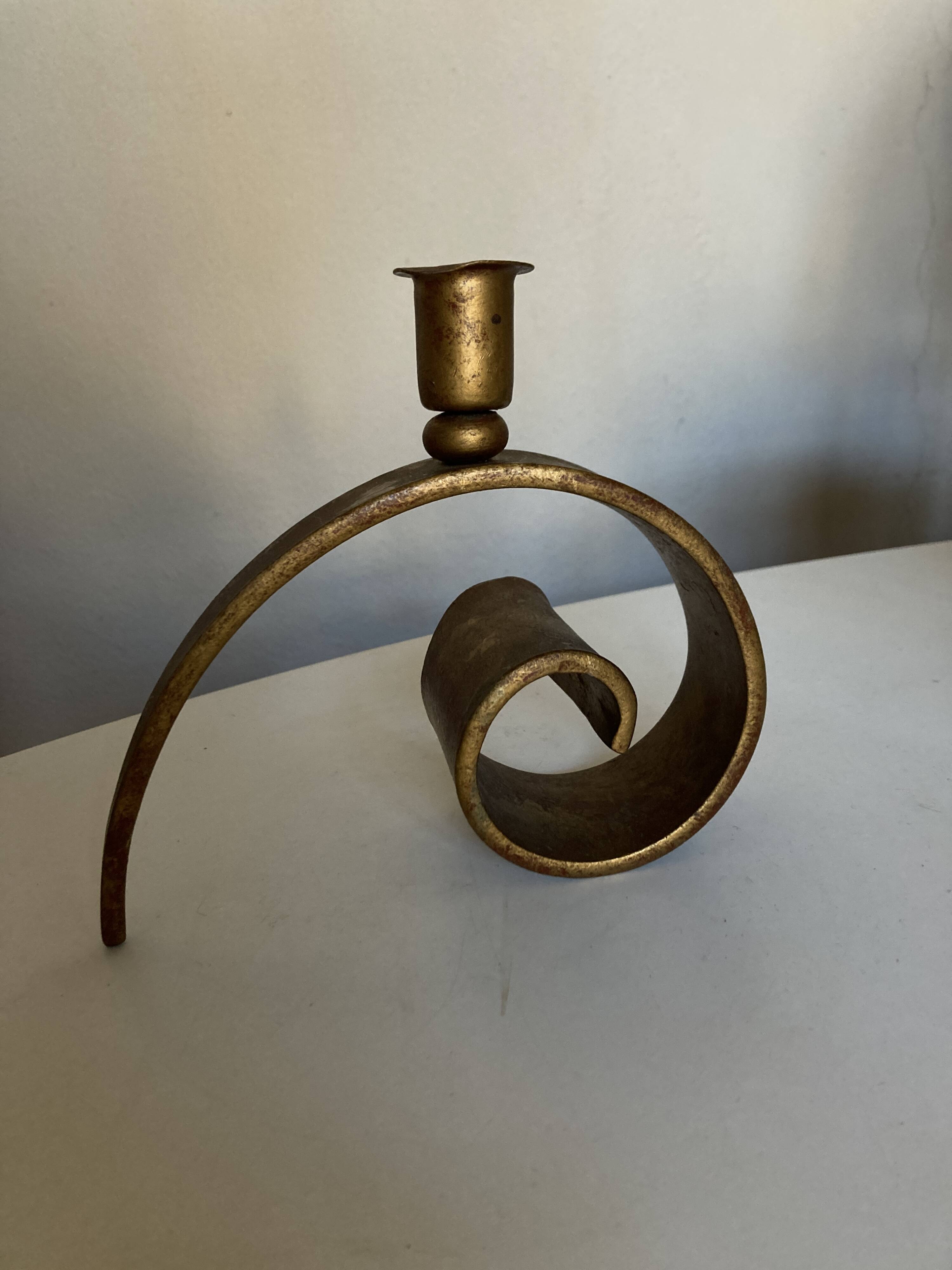 Battered iron candle holder Italian work 1970