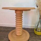 Terracotta Nude Spiral Turned Wood Side Table