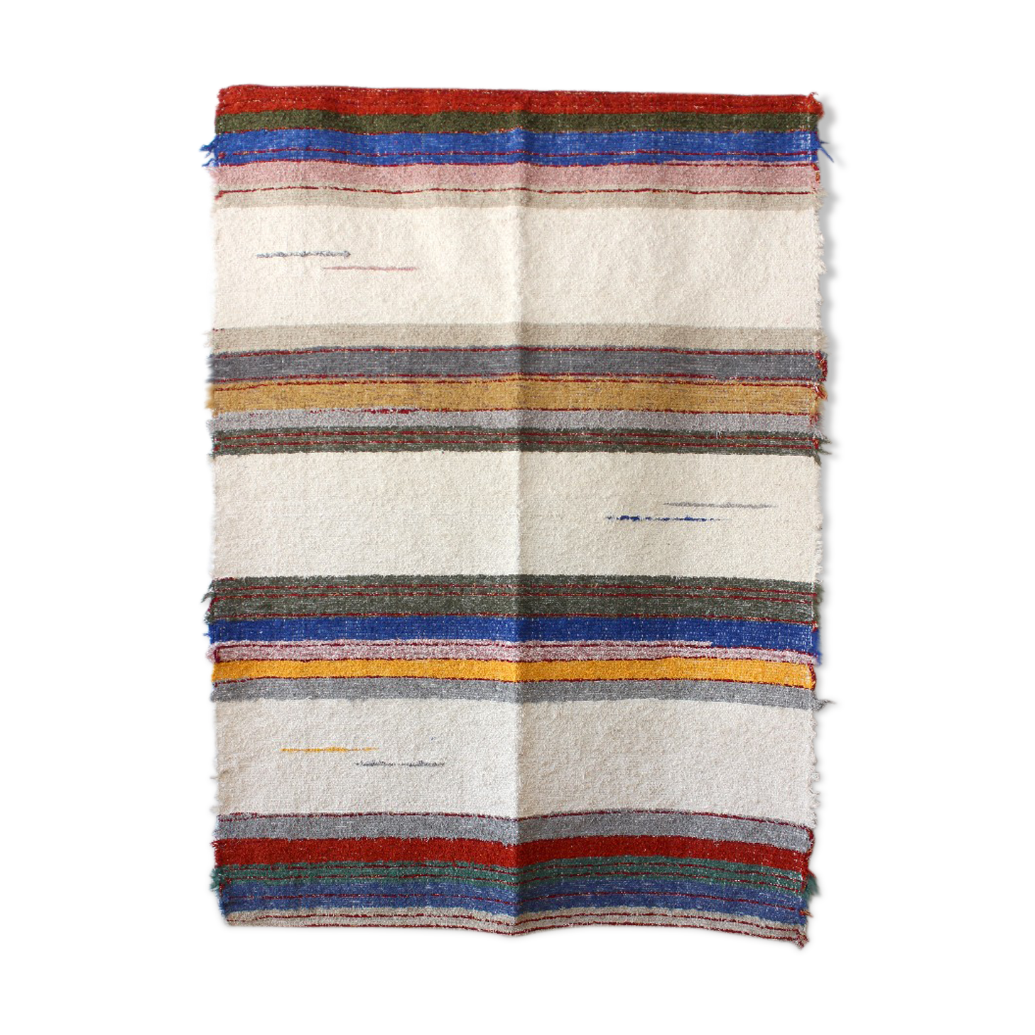Hand-woven handmade rug - 140 x 200 cm - multicolor & white