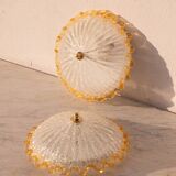 Set of 2 Charming Italian Yellow Murano Glass Ceiling Fixture, Murano, 1970