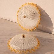 Set of 2 Charming Italian Yellow Murano Glass Ceiling Fixture, Murano, 1970