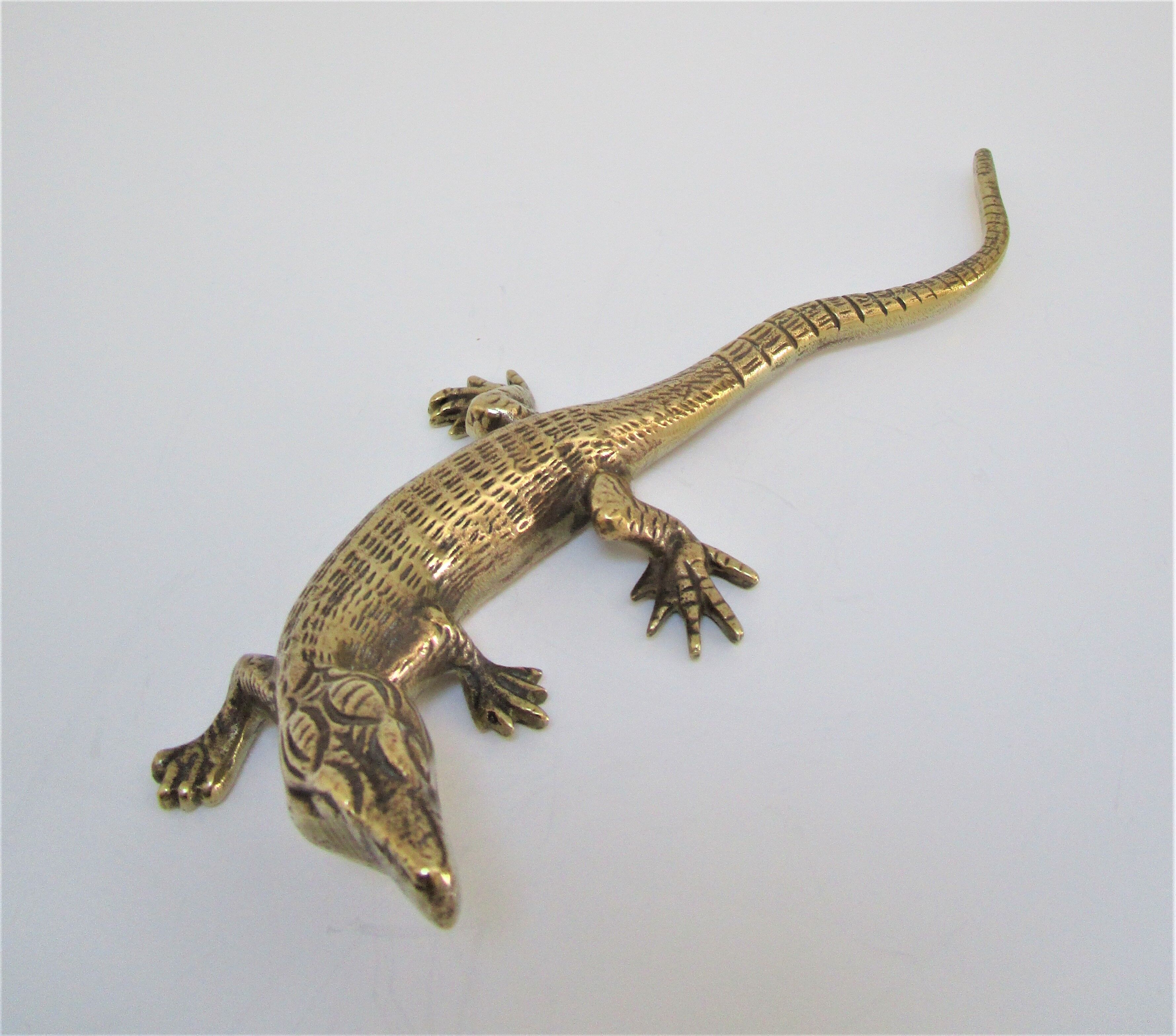 solid brass lizard gilded bronze 70s