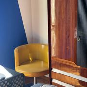 Vintage Italian Wardrobe, Walnut, Fluted Wood, Brass Feet 1950s italian