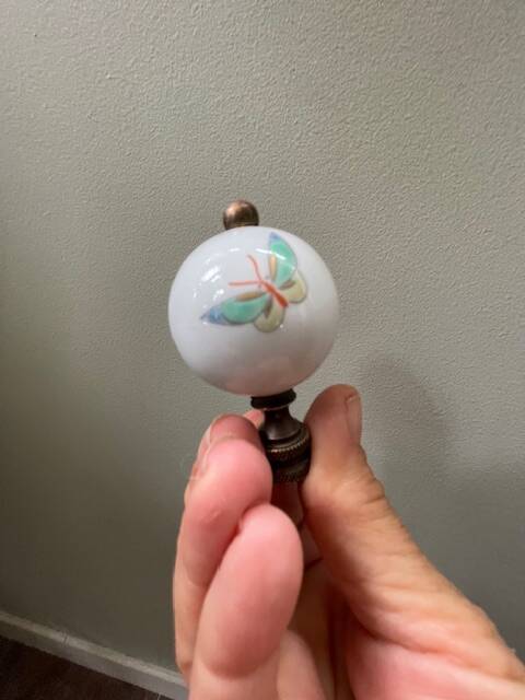 pair of antique painted porcelain knob handles