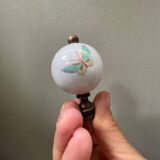 pair of antique painted porcelain knob handles