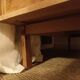 Vintage oak wardrobe with mirror with two sliding doors, France 1960s