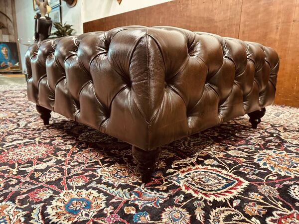 Pouf Chesterfield Hocker marron