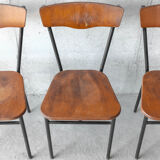 Set of 4 wood and metal vintage chairs