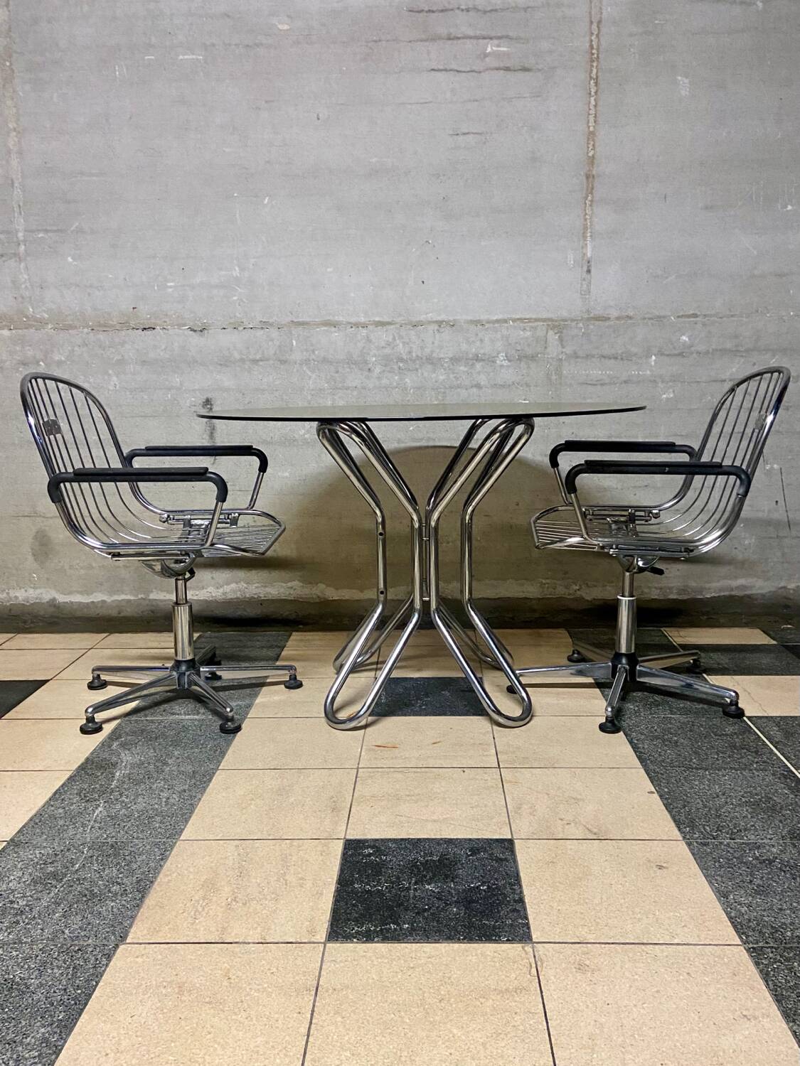 Vintage smoked glass table