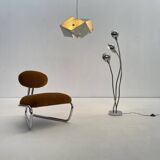 Little tubular lounge chair in rusty amber velvet