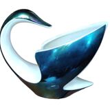 Vintage zoomorphic swan lamp iridescent ceramic