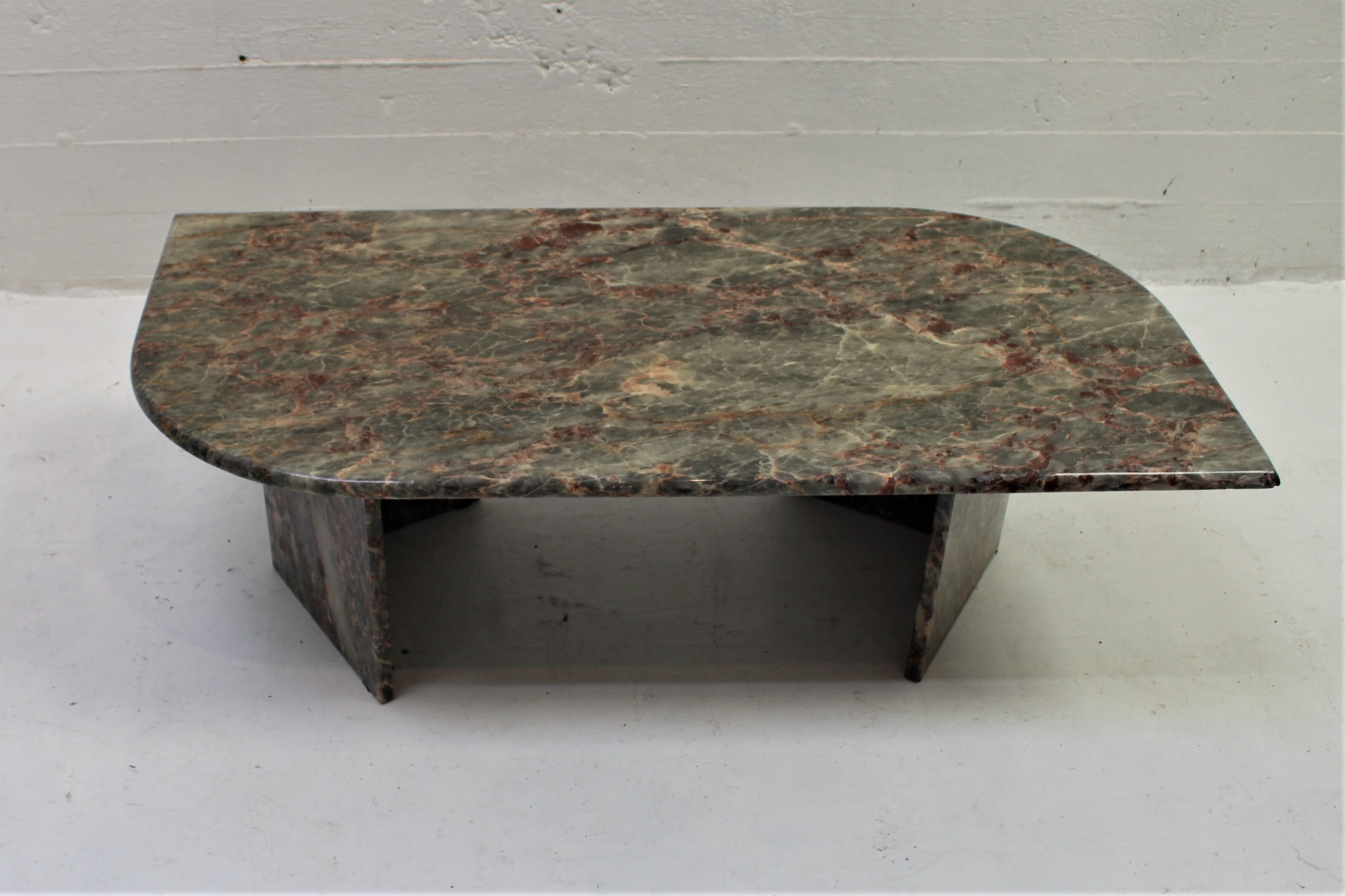 Vintage green and red marble coffee table