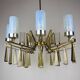 Large mid-century Italian sculptural chandelier in brass and glass, Italy, 1950s