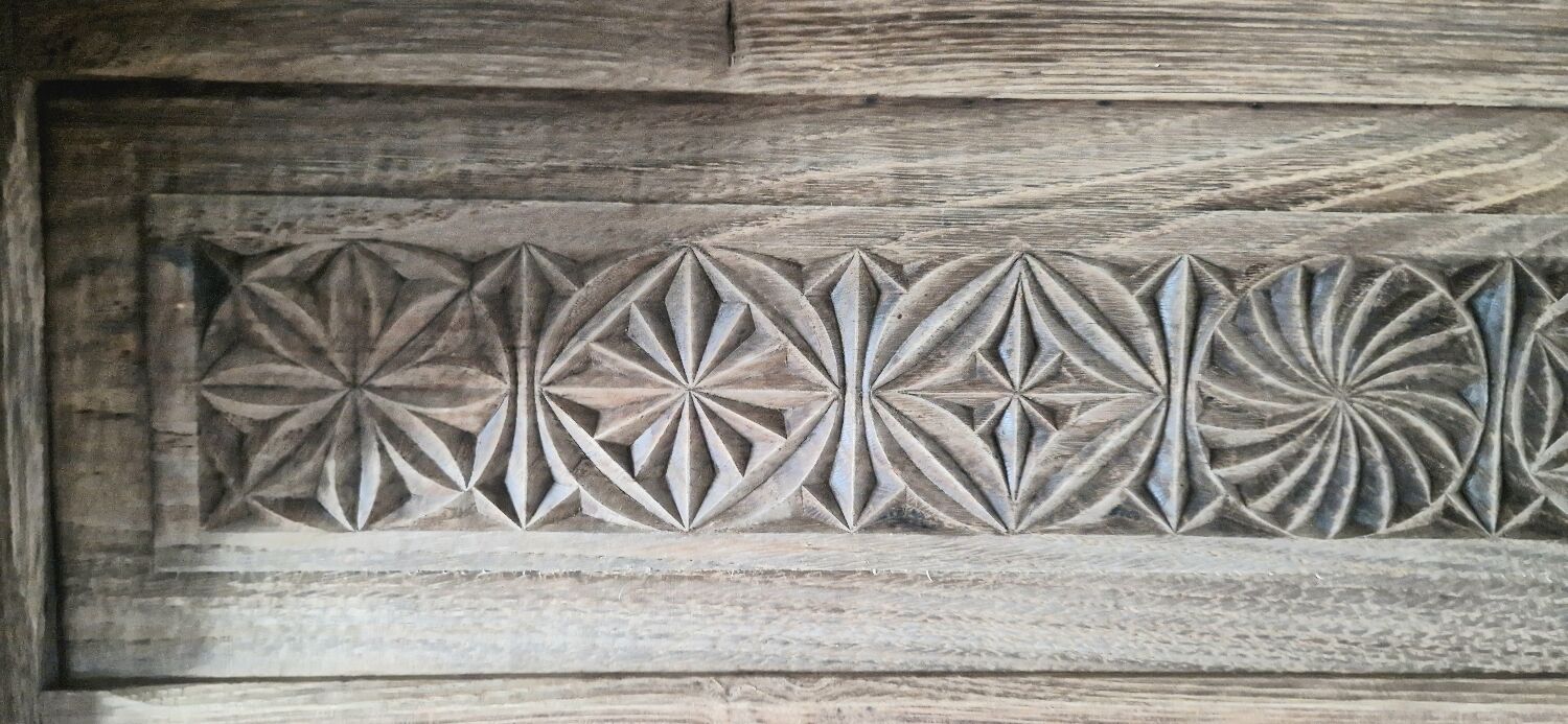 Old carved wood wall shelf