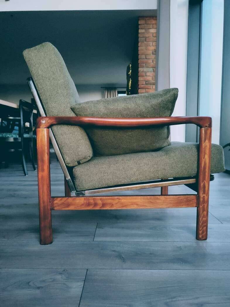 Mid Century Armchair Green Pillows Upholstery Living room armchair renovated
