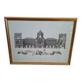 Stampa Vintage Reggia di Caserta Tavola X Vanvitelli Anni '50 69x50 cm