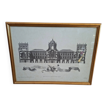 Stampa Vintage Reggia di Caserta Tavola X Vanvitelli Anni '50 69x50 cm
