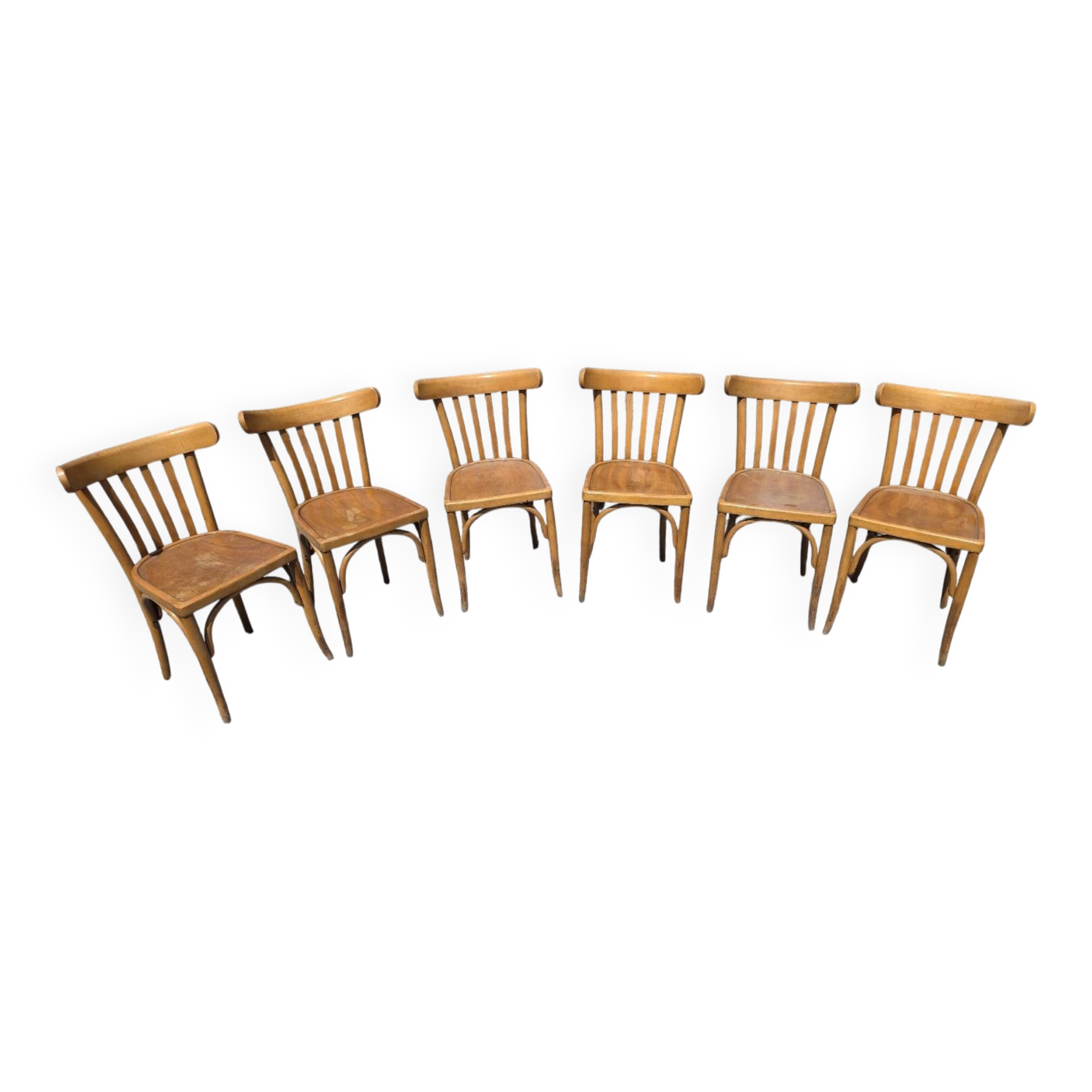 6 Luterma curved wooden bistro chairs