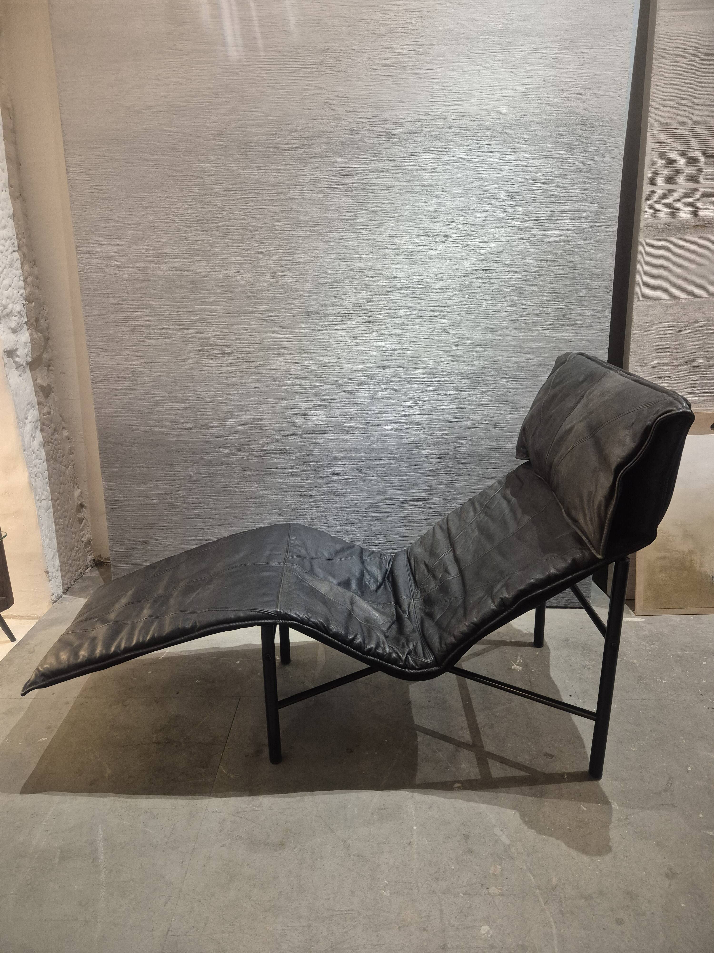 Fauteuil "Skye" en cuir noir, Ikea 1987