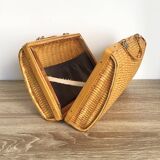 Sac à main valisette rotin vintage