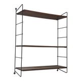 vintage wooden and metal wall shelf, String design