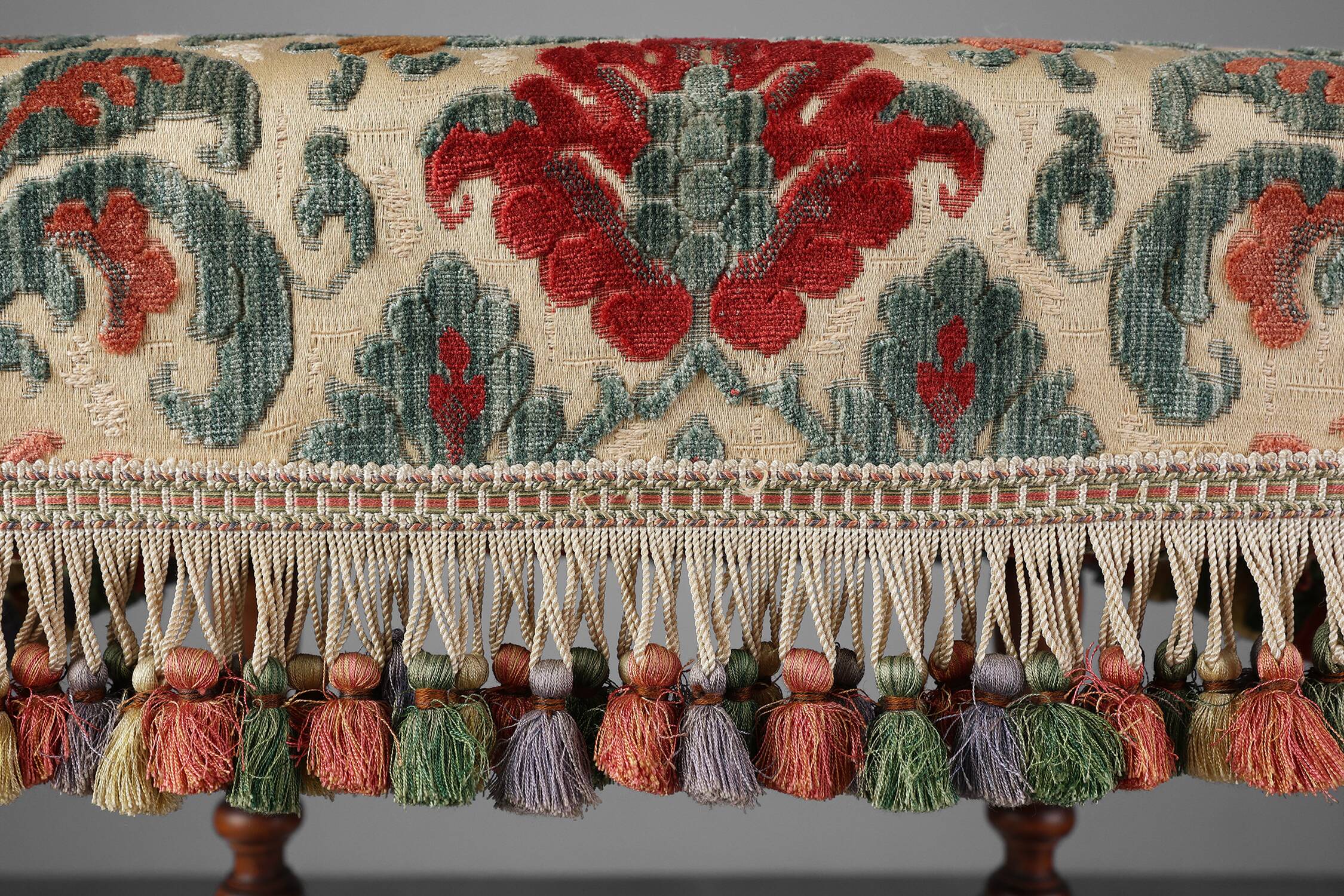 Early 20th Century Pair of Wood & Fabric French Footstools