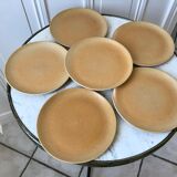 Set of 6 70s stoneware dessert plates