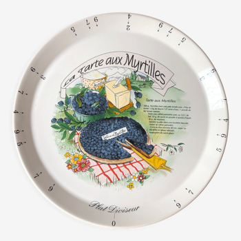 Illustrated plate with pie recipe