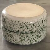 2 green speckled ramekins.