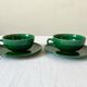 2 tasses à café anciennes vertes en faïence de Saint Clément