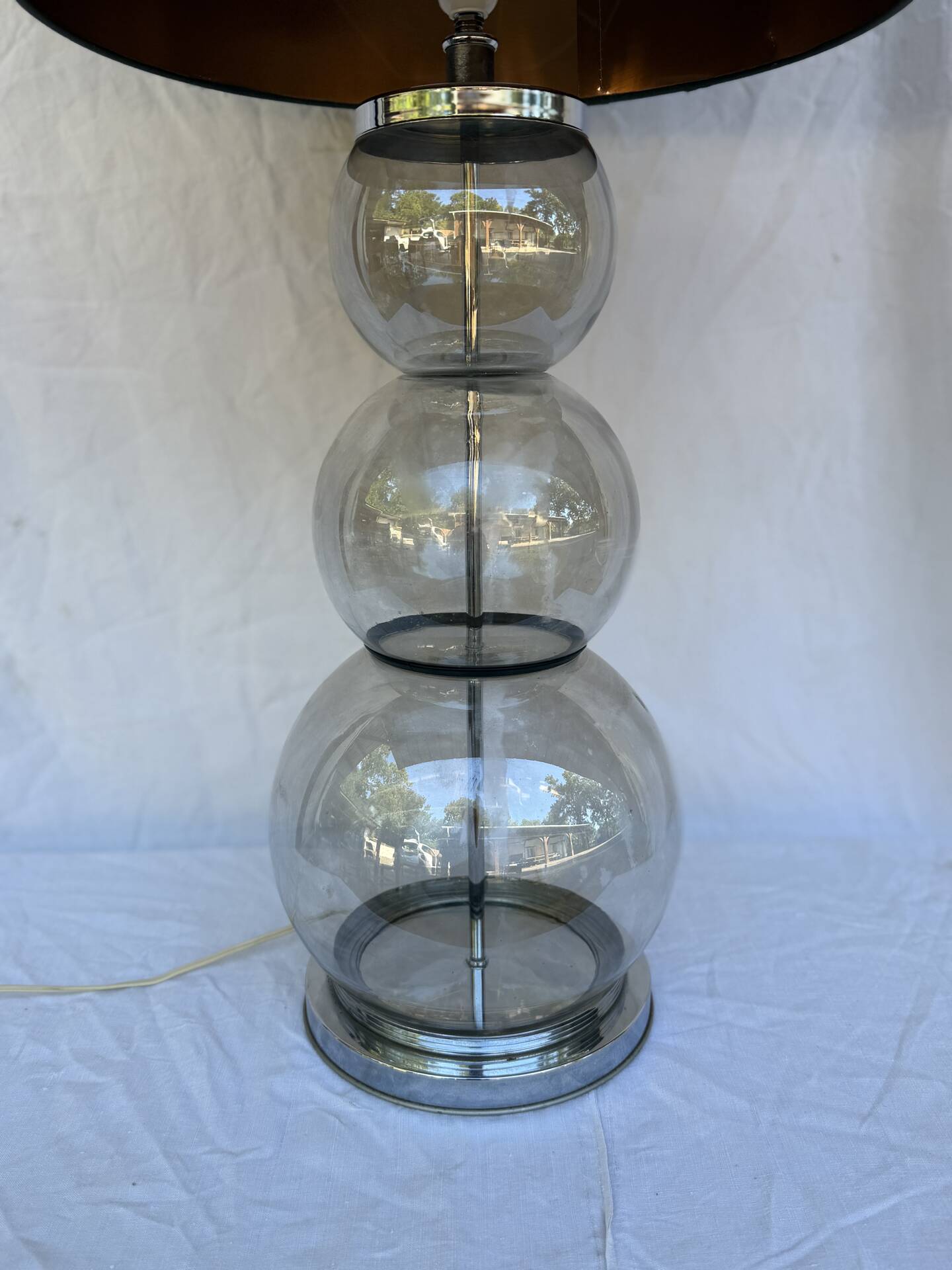 Large glass table lamp Delmas 1970
