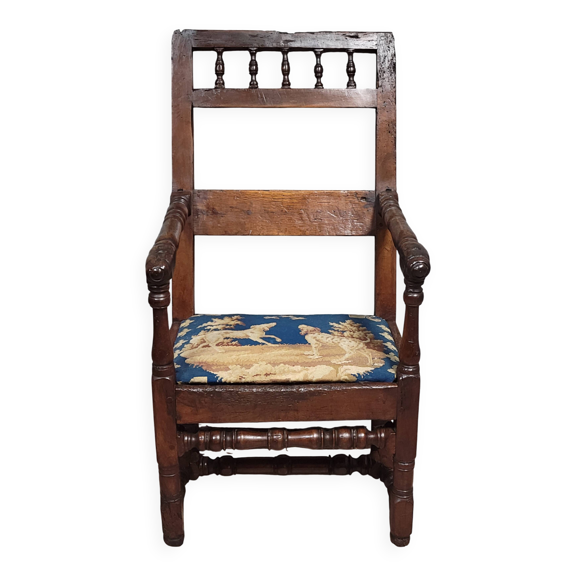 Louis XIII period armchair in solid wood