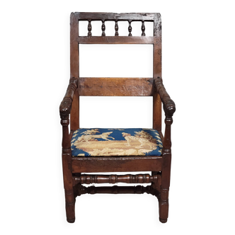 Louis XIII period armchair in solid wood