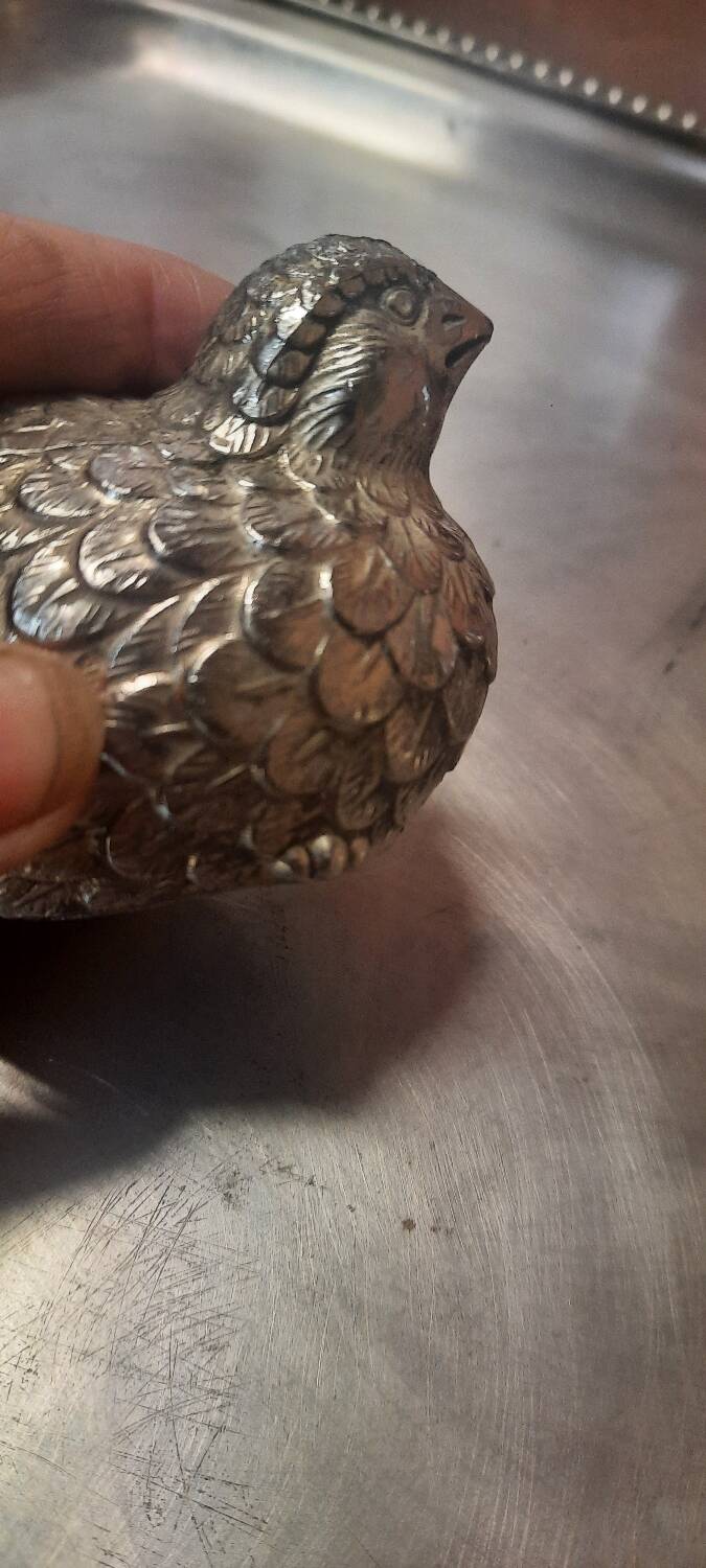 Silver metal sugar bowl