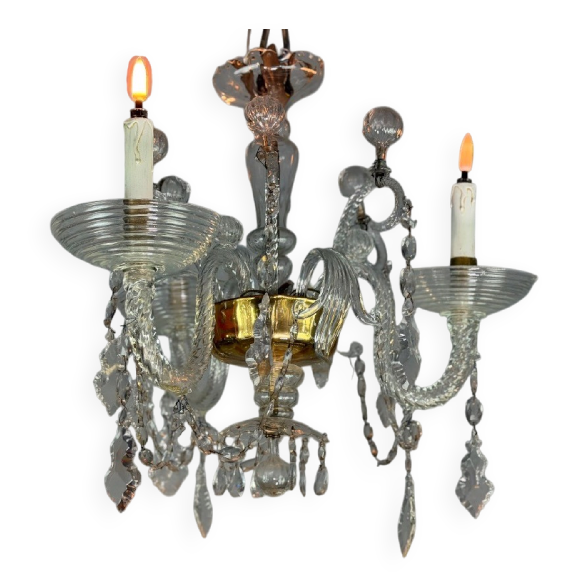 Liège chandelier in Louis XV style made of glass and crystal, circa 1900.
