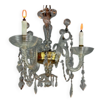 Lustre liégeois de style Louis XV en verre et cristal, vers 1900