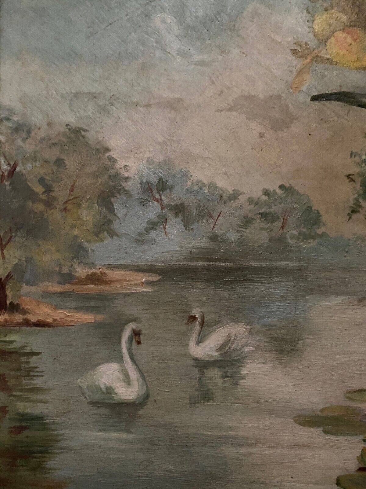 Oil on cardboard by Marie Murier 1940 naturalist decor mid-20th century