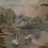 Oil on cardboard by Marie Murier 1940 naturalist decor mid-20th century