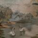 Oil on cardboard by Marie Murier 1940 naturalist decor mid-20th century