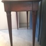 Louis XVI style console table in oak and leather