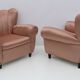 Pair of Mid-Century Modern Italian Satin Armchairs, 1950s