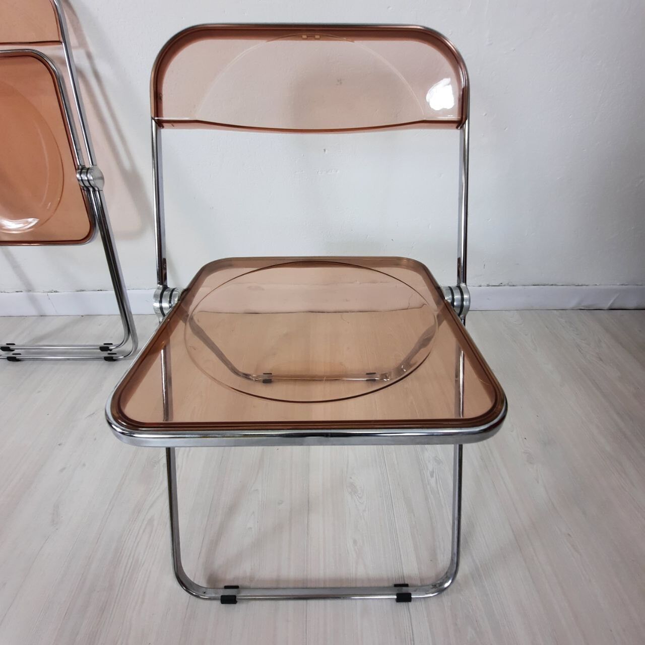 3 Plia chairs, designer Giancarlo Piretti for Anonima Castelli