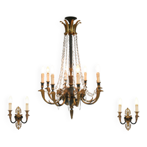 Lustre Empire en bronze - belgique 1950