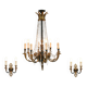 Impressive set of a large bronze Empire Chandelier with 2 wall lights, Belgium ca. 1950