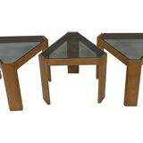 Vintage Set of 3 side tables by Porada Arredi, 1970s nesting tables design