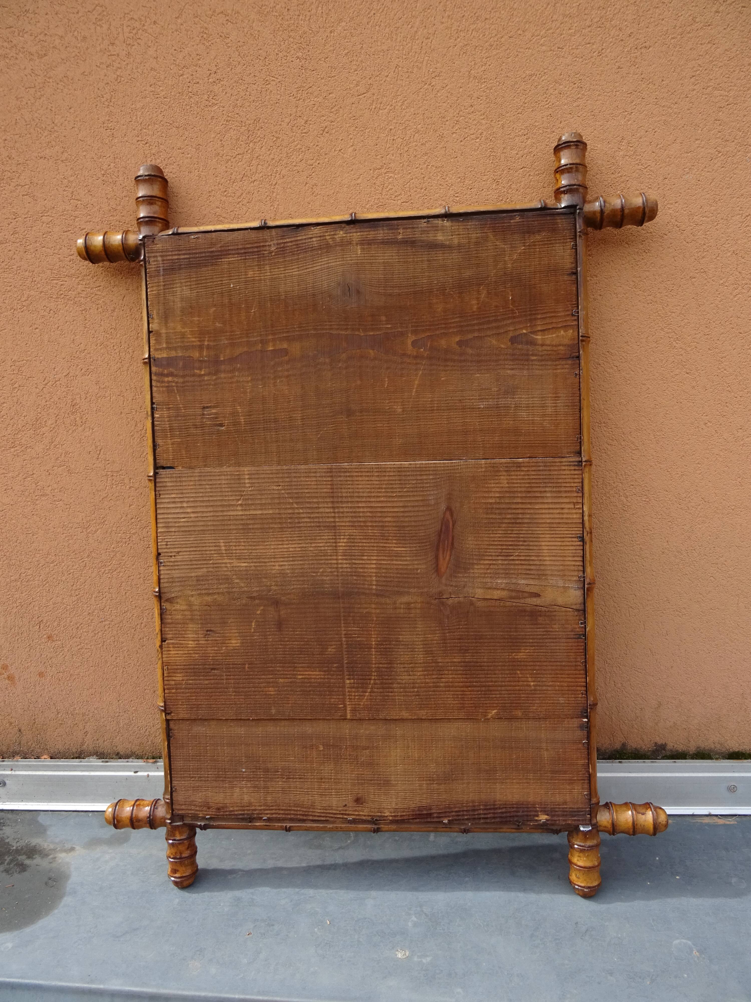 Old wood mirror bamboo 76 x 60 cm