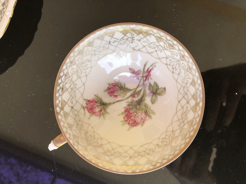 Old German porcelain cup and plate