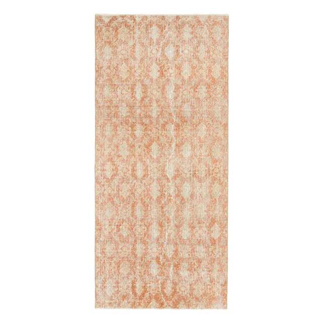1970s vintage Turkish hand-knotted wool cotton orange runner rug 92x205
