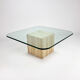 Mid century handmade glass coffee table with travertine base, 1960s